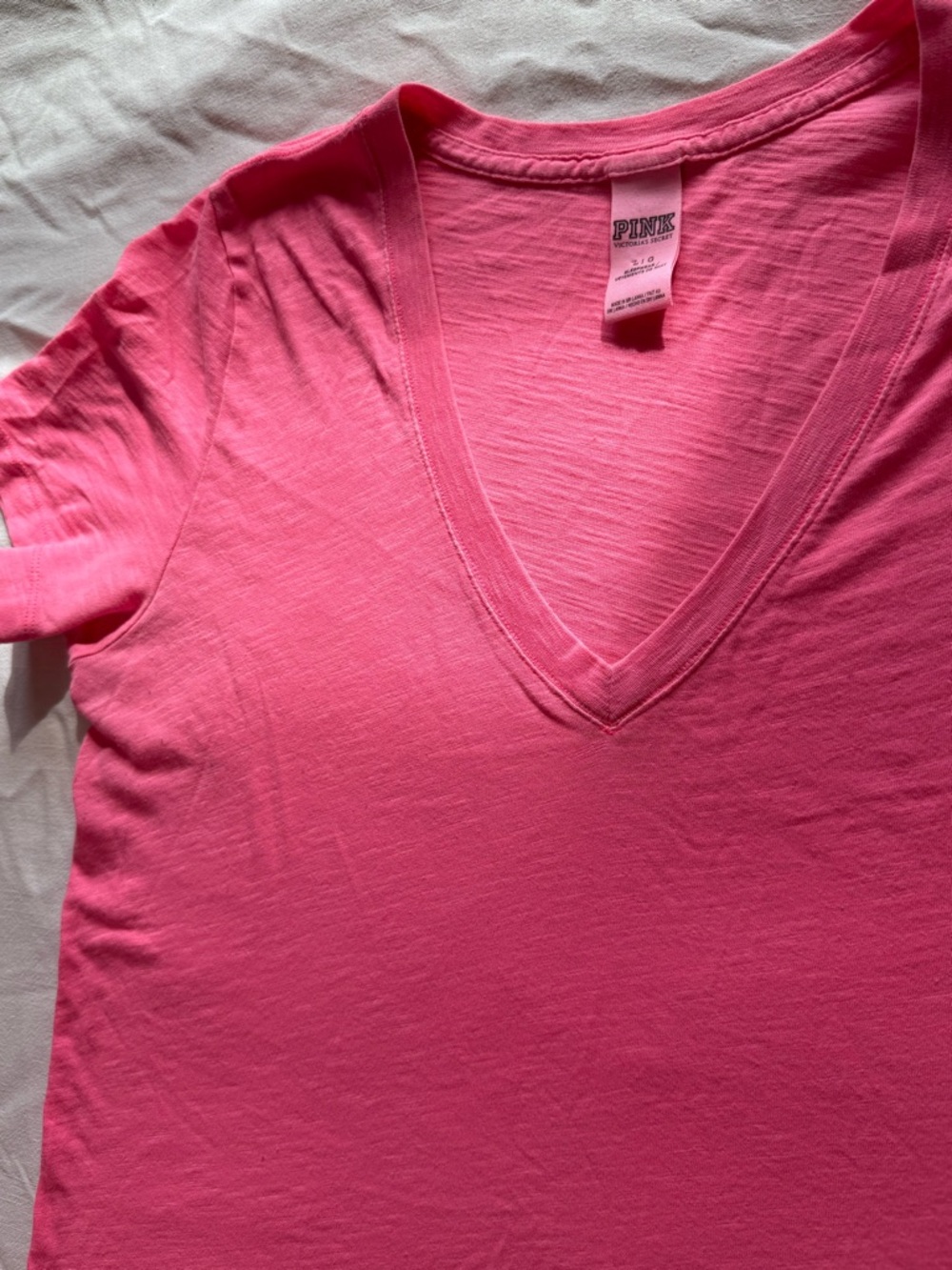 Pink Victoria's Secret Hot Pink V-Neck Short Sleeve Tee